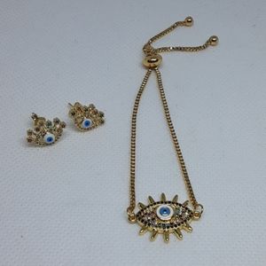 The evil eye earrings and bracelet